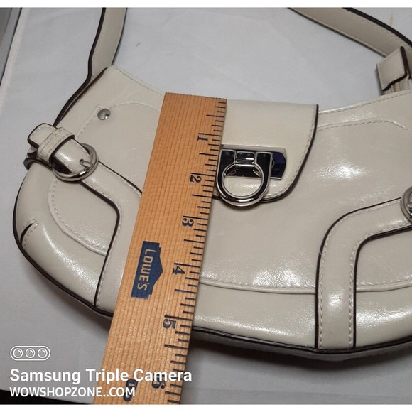 Hobo Shoulder Bag Leather Egg Shell Salvatore Apt 9 Chrome Hand Shoulder Fashion - Picture 5 of 13